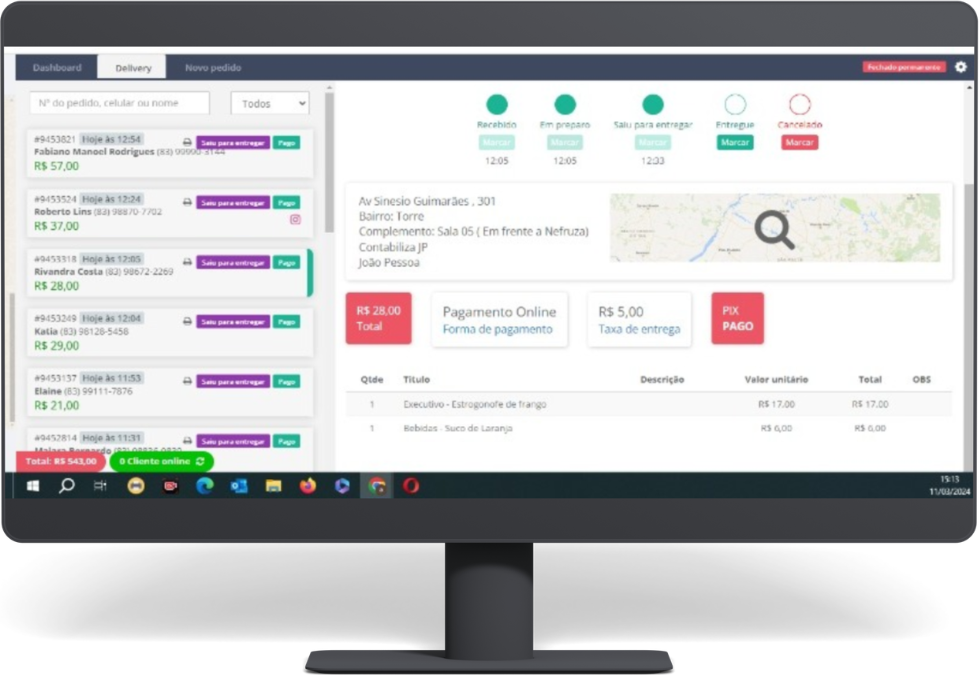 Painel de gestão da Fácil Web